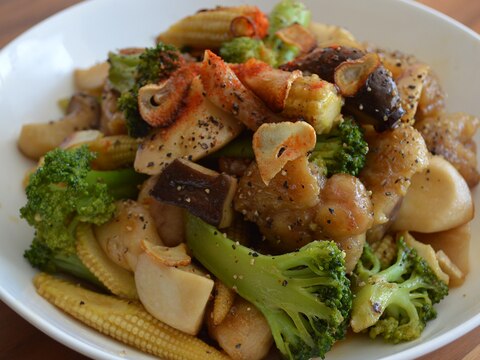 鶏肉と野菜のガーリックペッパー炒め